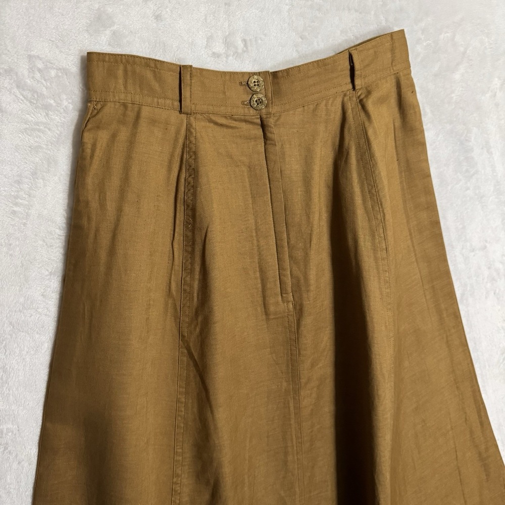 Vintage Apart Camel Brown Linen Maxi Skirt Set Size 4 XS XXS Safari Boho Neutral - Picture 9 of 16